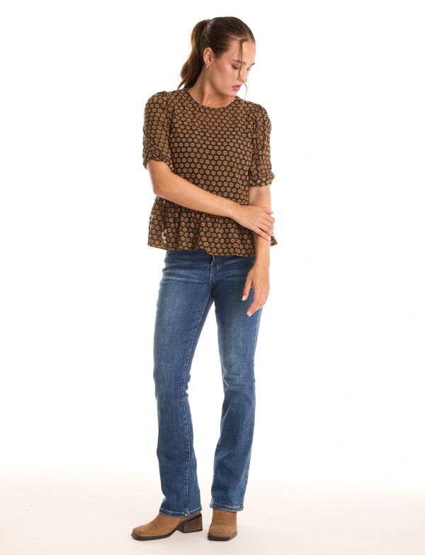 Blusa Peplum Circulos NEGRO/MULTI