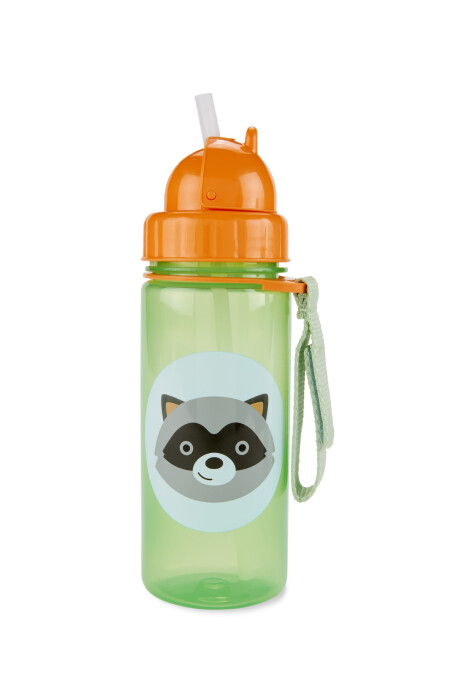 Botella con sorbito, diseño mapache Sin color