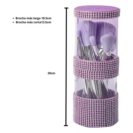 Set Maquillaje 7 Brochas Suaves + Luces LED Espejo 10 Focos Violeta