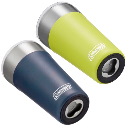Pack de vaso cervecero Coleman con abridor y pajita 600ml Azul y Verde