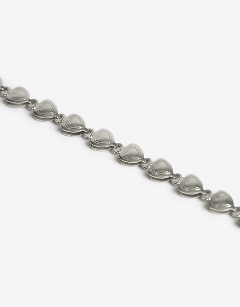 Pulseras Flexibles Metal Pulsera Flexible Metal Corazones - Plateado Rodio