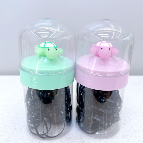 Colitas para el cabello de goma negra en frasco(OW122) Colitas Para El Cabello De Goma Negra En Frasco(ow122)