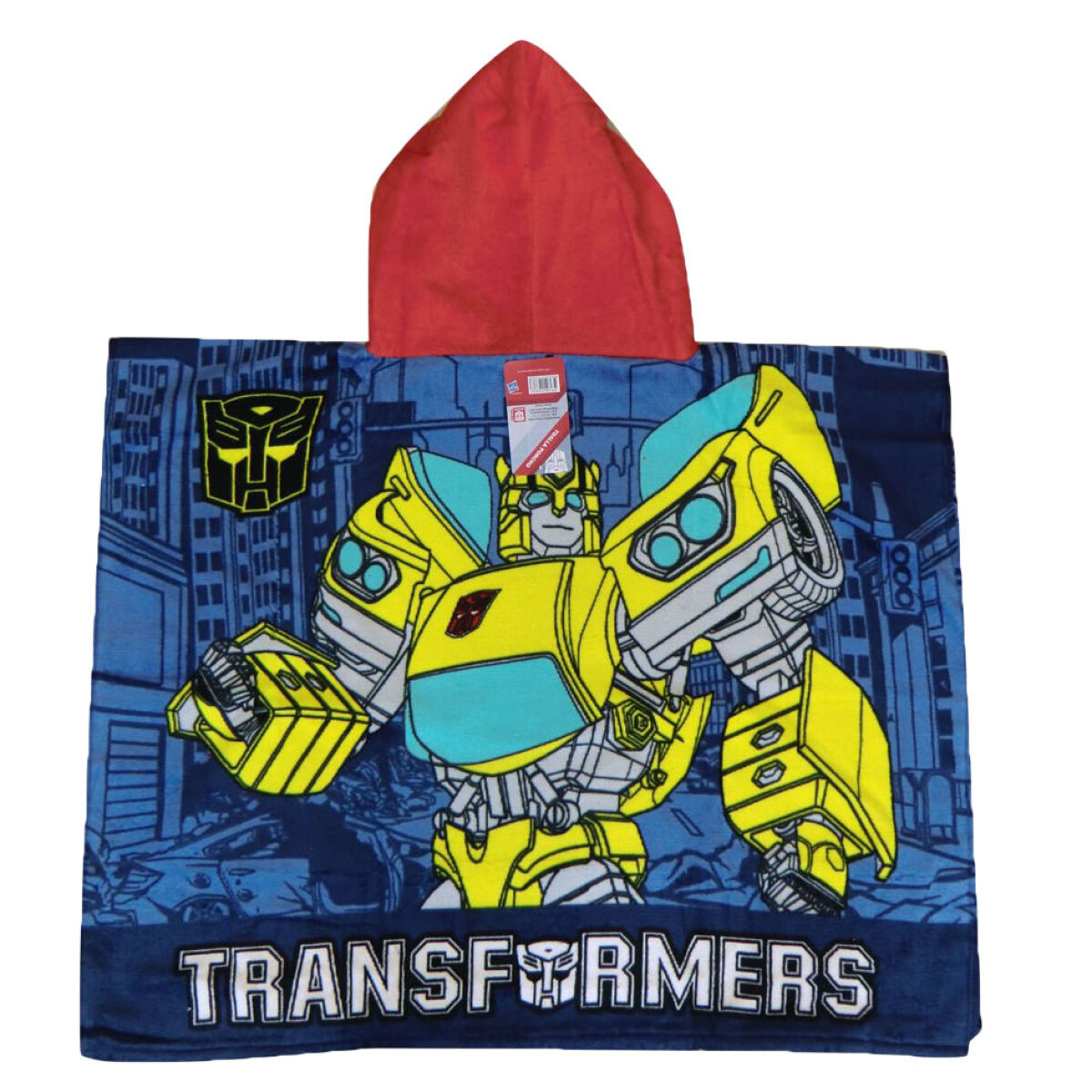 Toalla Disney Poncho Transformers - Azul Marino - Amarillo - Rojo 