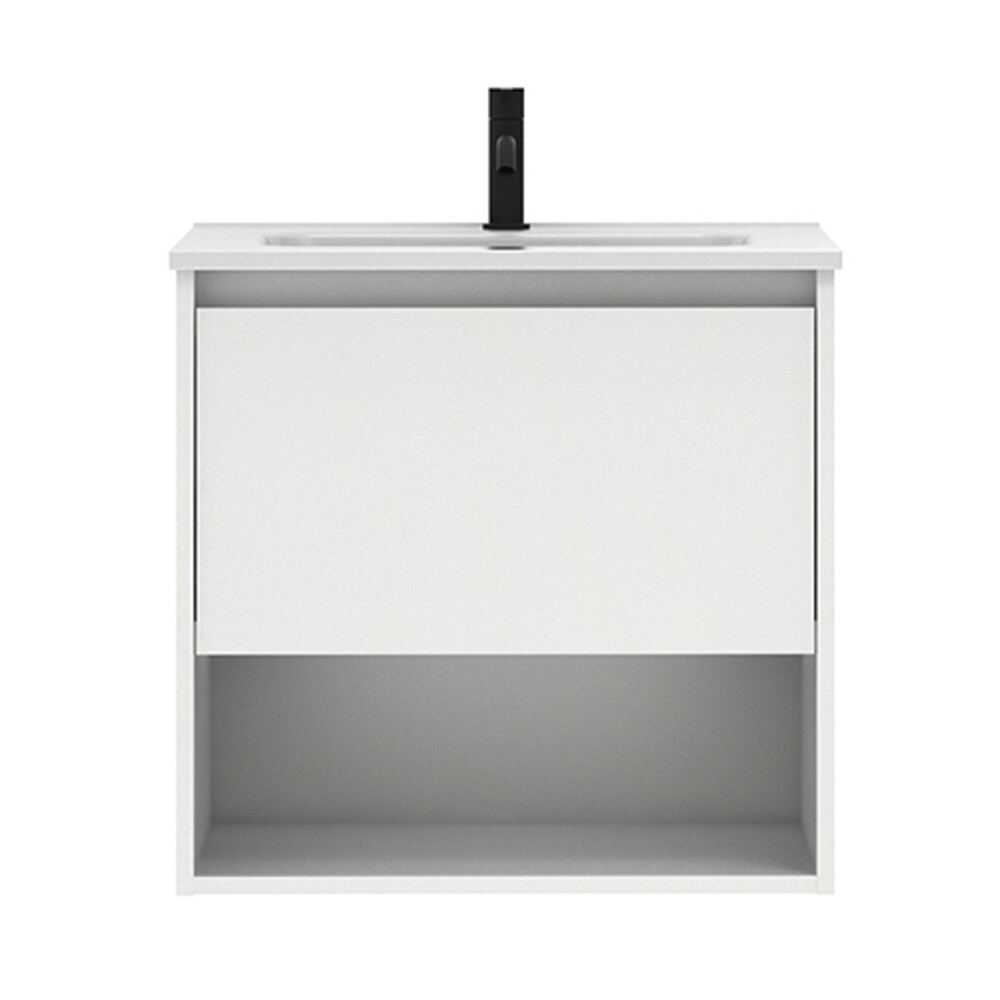 MUEBLE DE BAÑO NIWA 60 CM BLANCO BRILLO CON MESADA Mueble De Baño Niwa 60 Cm Blanco Brillo Con Mesada