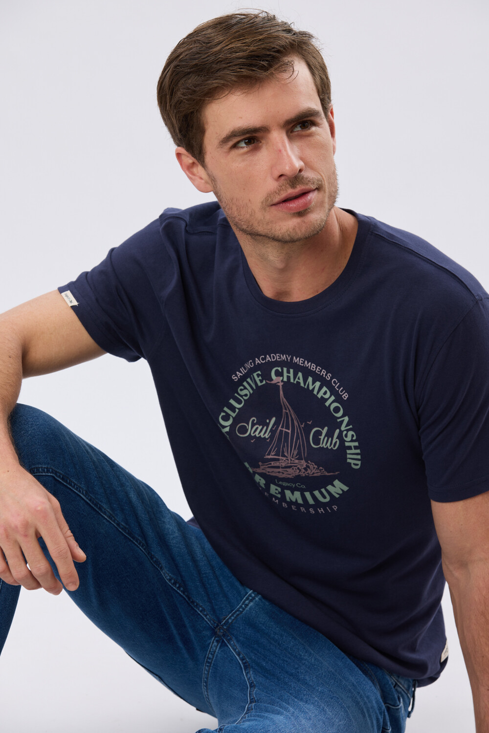 REMERA ESTAMPADA DE ALGODÓN Azul