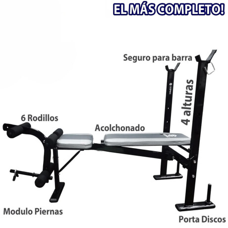 Banco Pecho + Scott + Barra 150 +2 Mancuernas +40kg 2 Discos 10kg + 8 Discos 2.5kg
