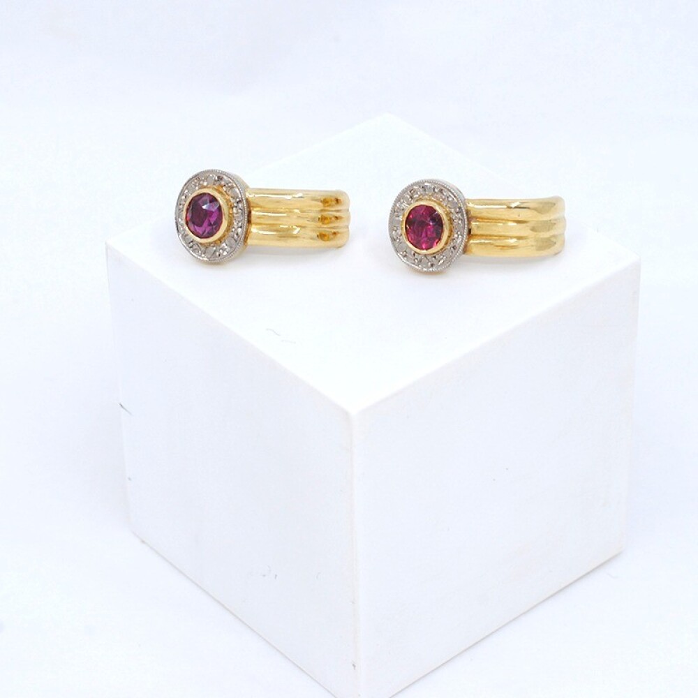 Caravanas En Oro 18K Y Rubies Caravanas En Oro 18K Y Rubies