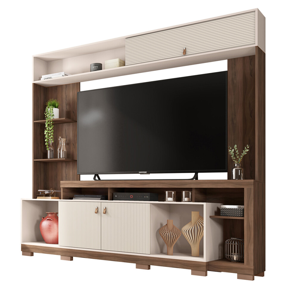RACK "HOME THEATER SINFONIA" COLOR NOGUEIRA SAN REMO/OFF MR Rack "home Theater Sinfonia" Color Nogueira San Remo/off Mr