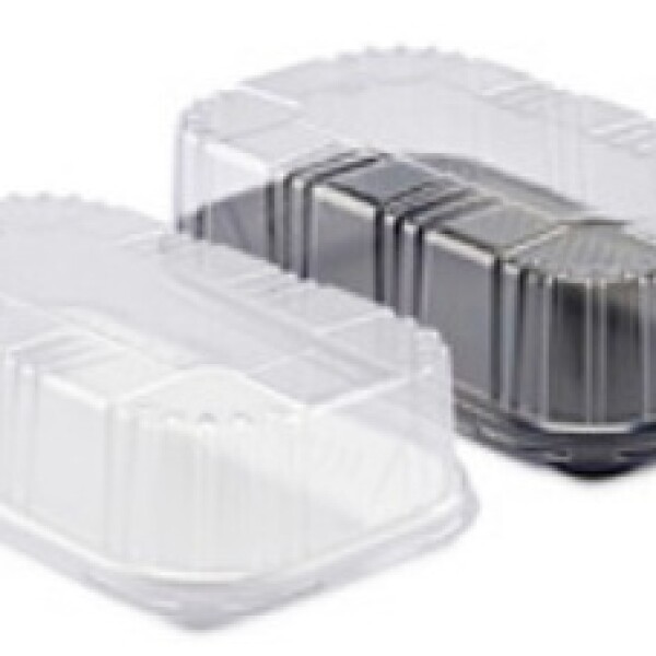 TORTERA RECTANGULAR CON BANDEJA NEGRA EPS Y TAPA PET 16 x 27 x 11,4 CM TRANSPARENTE