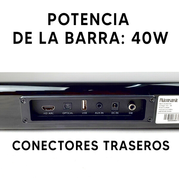 Barra De Sonido Microsonic Bssw4001 Subwoofer BARRA SONIDO MICROSONIC BSSW 4001 C/SUB