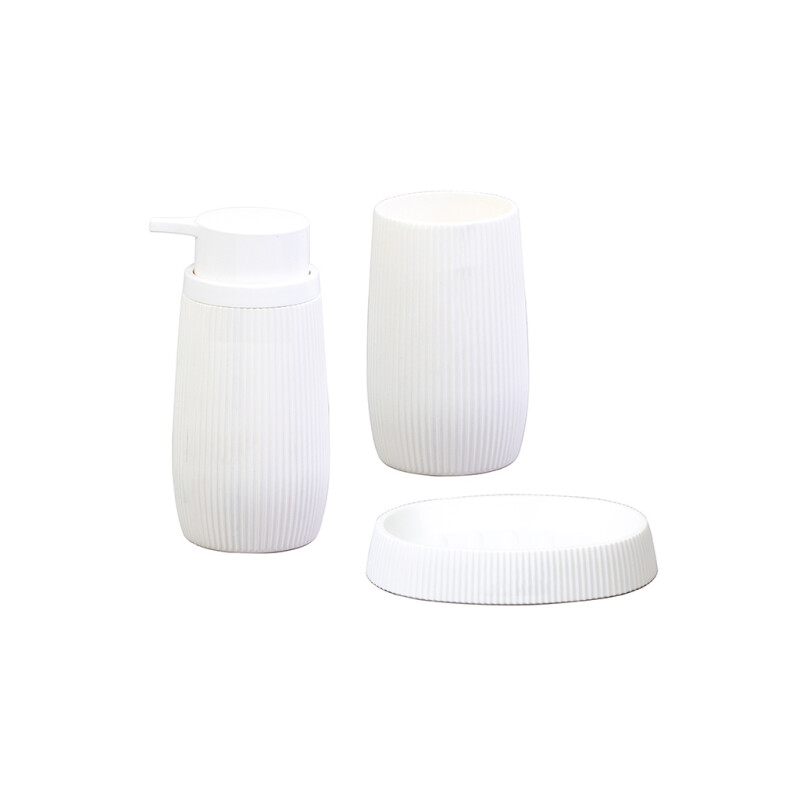 SET 3PCS BAÑO PP BLANCO C/RAYITAS SET 3PCS BAÑO PP BLANCO C/RAYITAS