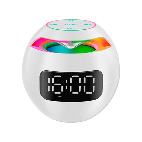 Reloj Despertador Parlante Kimiso Bluetooth USB Luminoso Led Variante Color Blanco