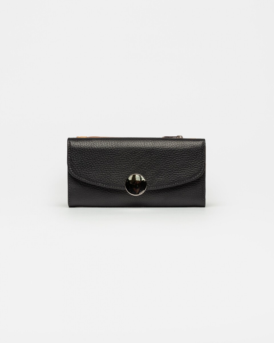 Billetera The Circle en cuero graneado - Negro 