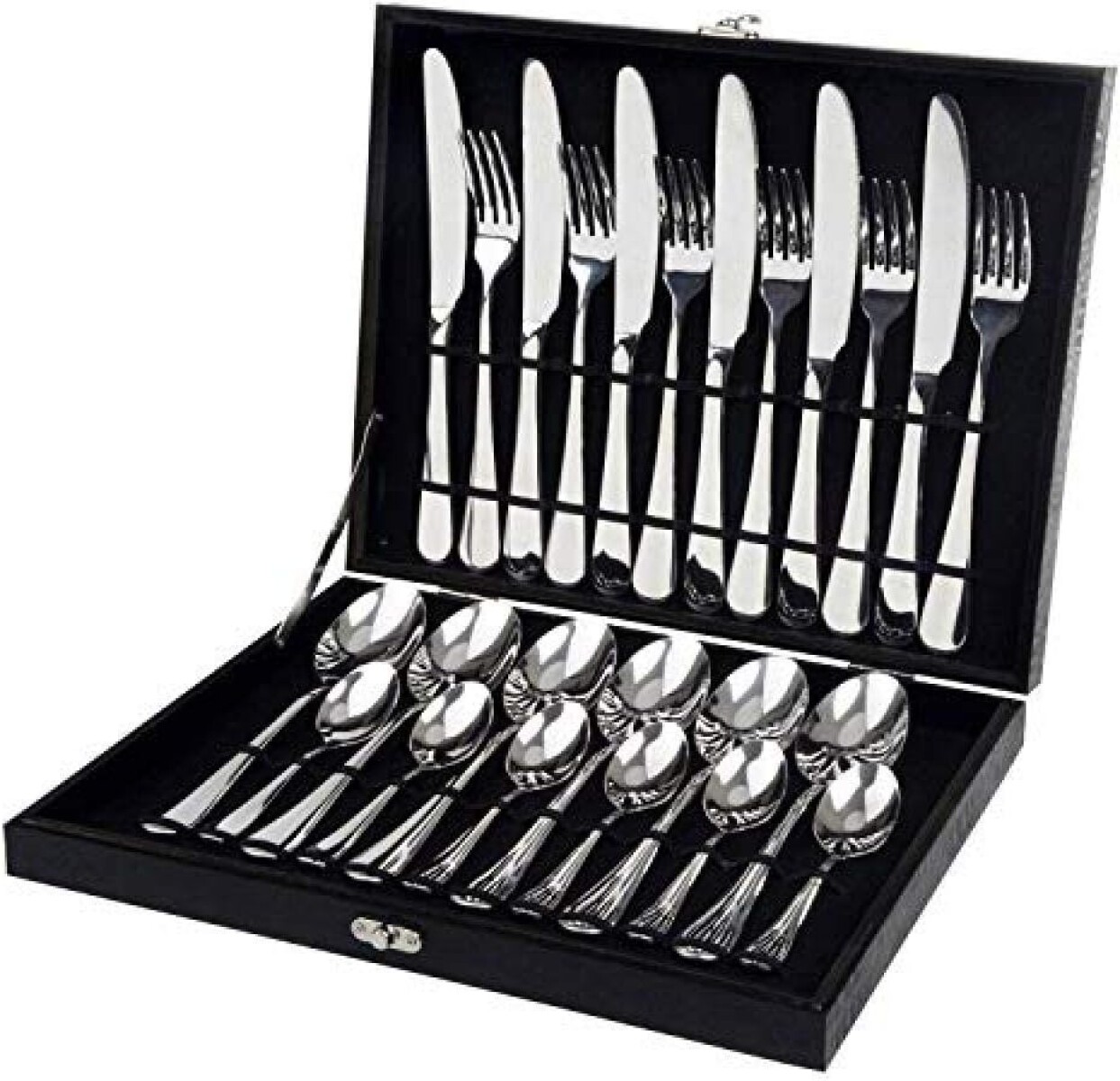 Juego de Cubiertos De Acero Inoxidable 24 Piezas - Negro 