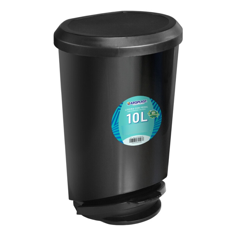Papelera Basurero Cesto Con Pedal 10lts Plastico Negro
