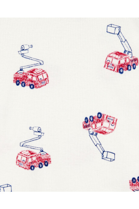 Pijama cuatro piezas de algodón, dos pantalones y dos remeras, diseño bomberos Sin color