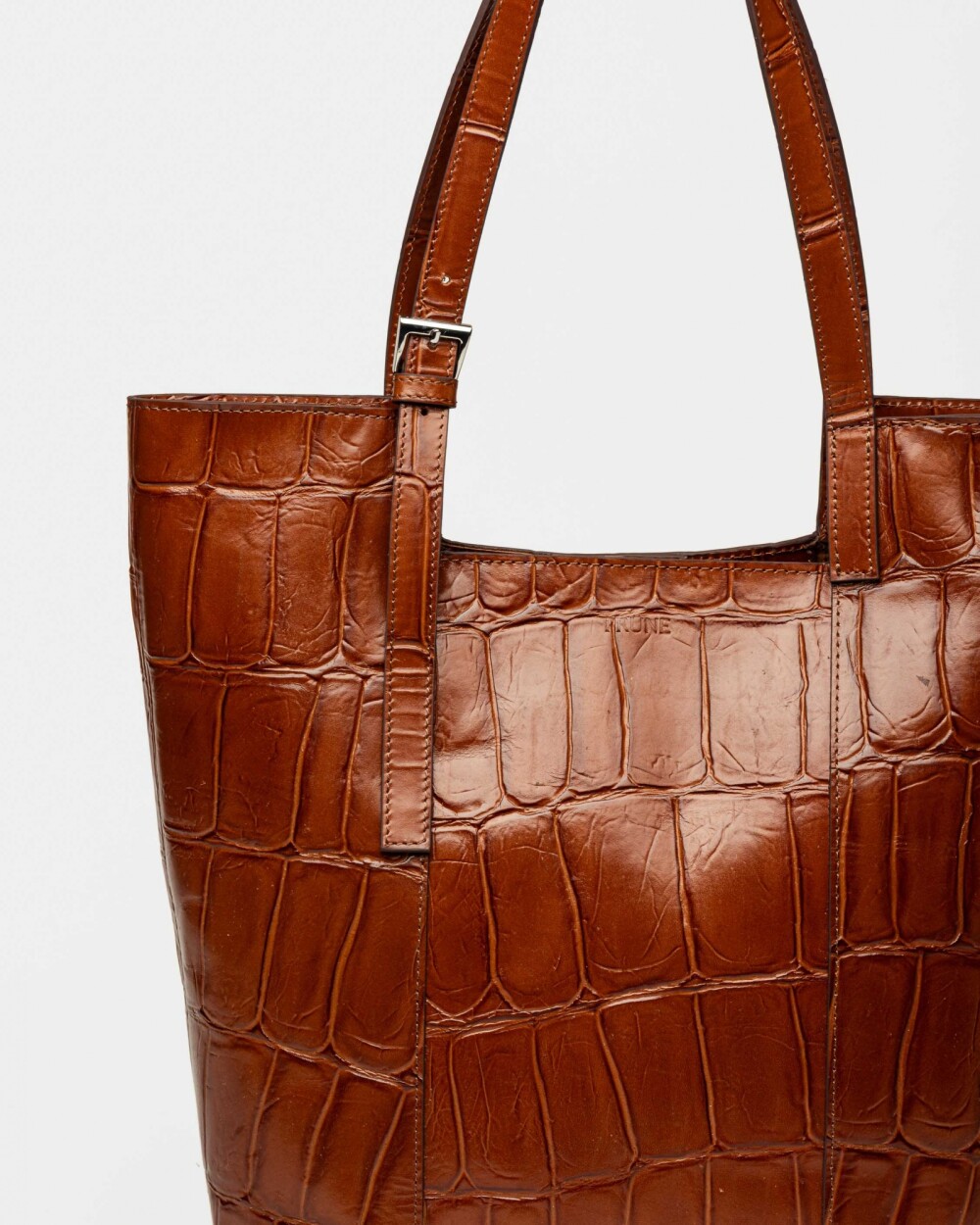 Shopper The Icon en cuero grabado big croco Cuoio
