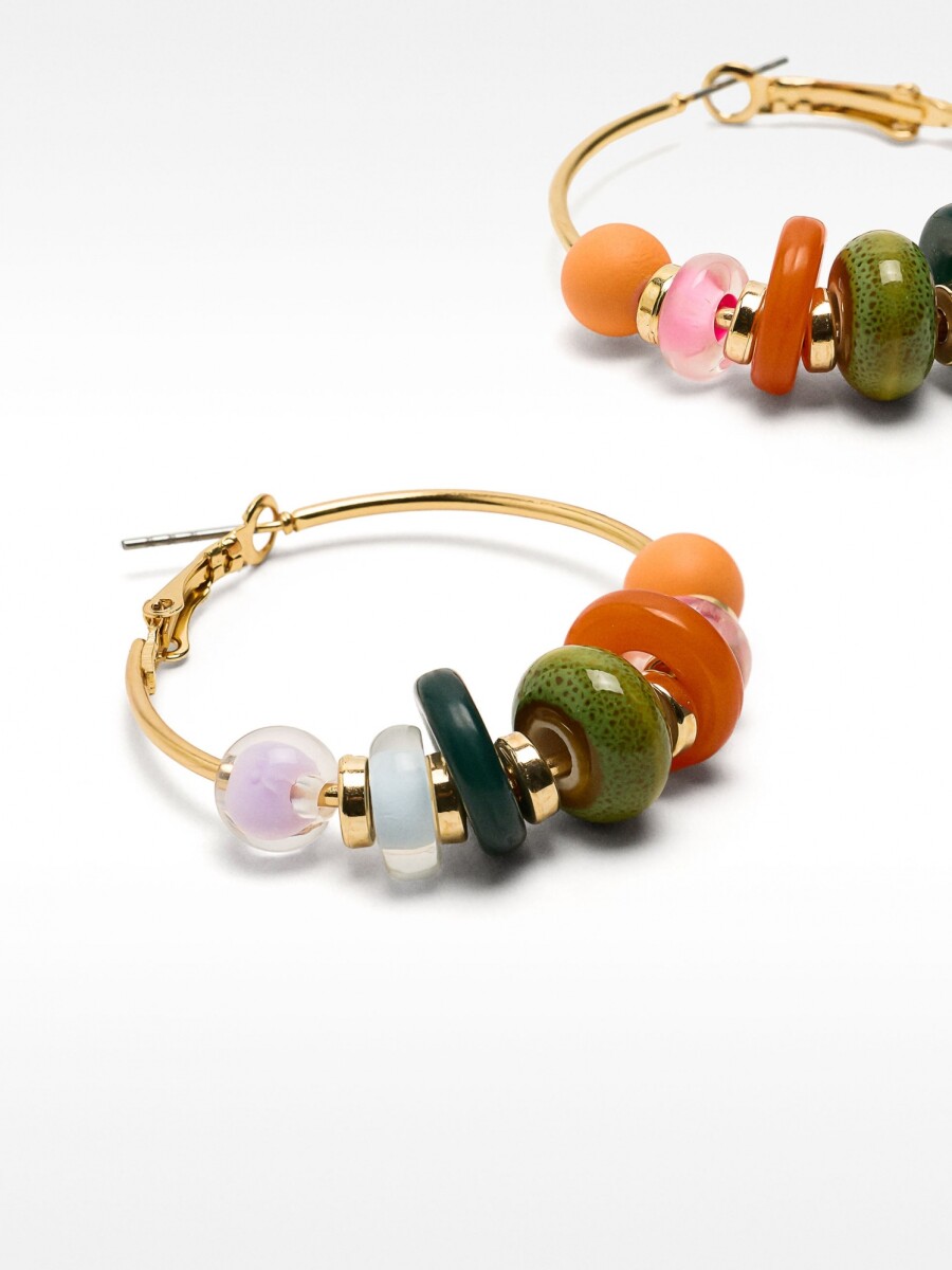 Aros Con Cristales Y Cuentas multicolor