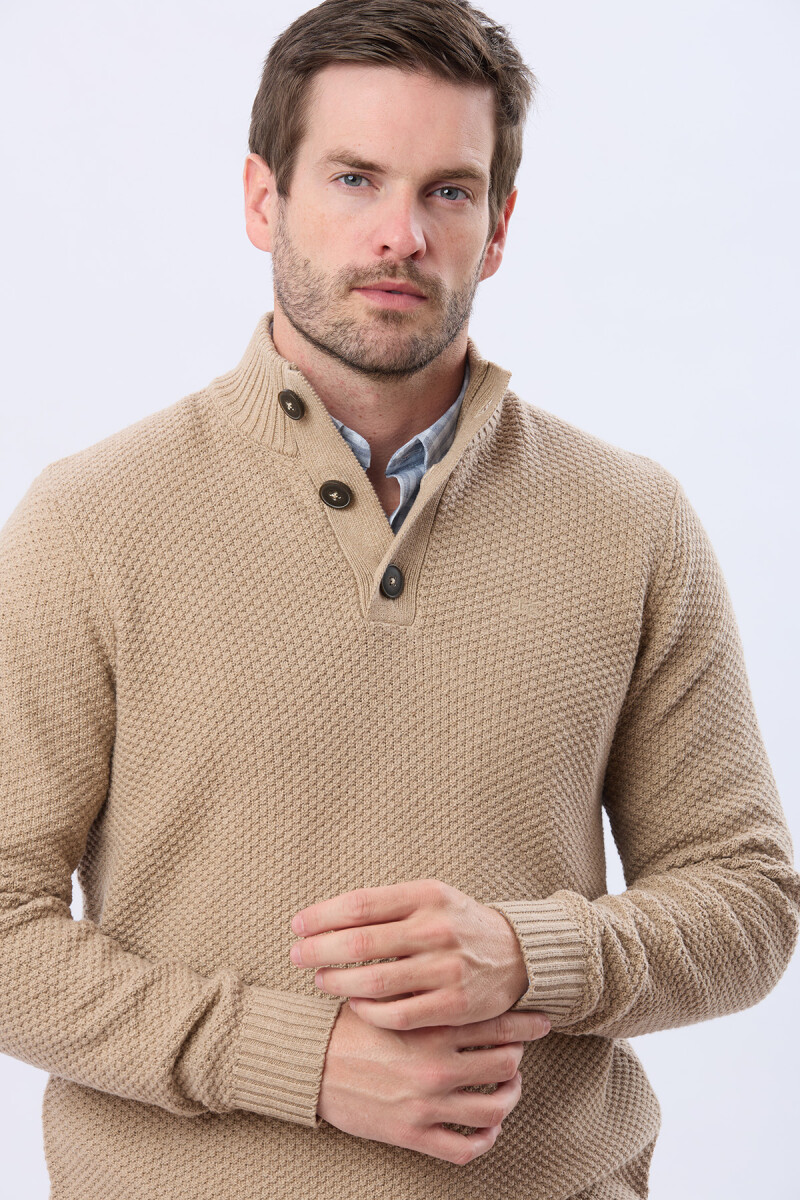 BUZO TEJIDO TEXTURADO - Beige 