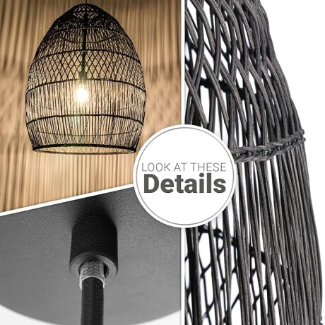 Colgante rattan grande 68cm NEGRA