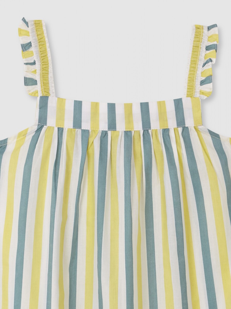 Vestido Estampado Rayas Piedra