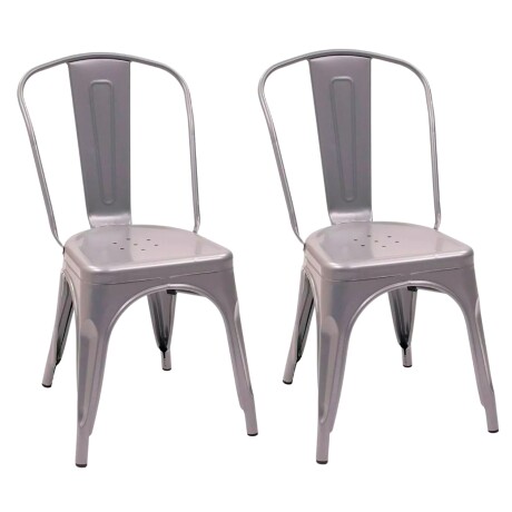 Pack x2 Sillas Tolix Lumax Metal Colores Living Comedor Gris
