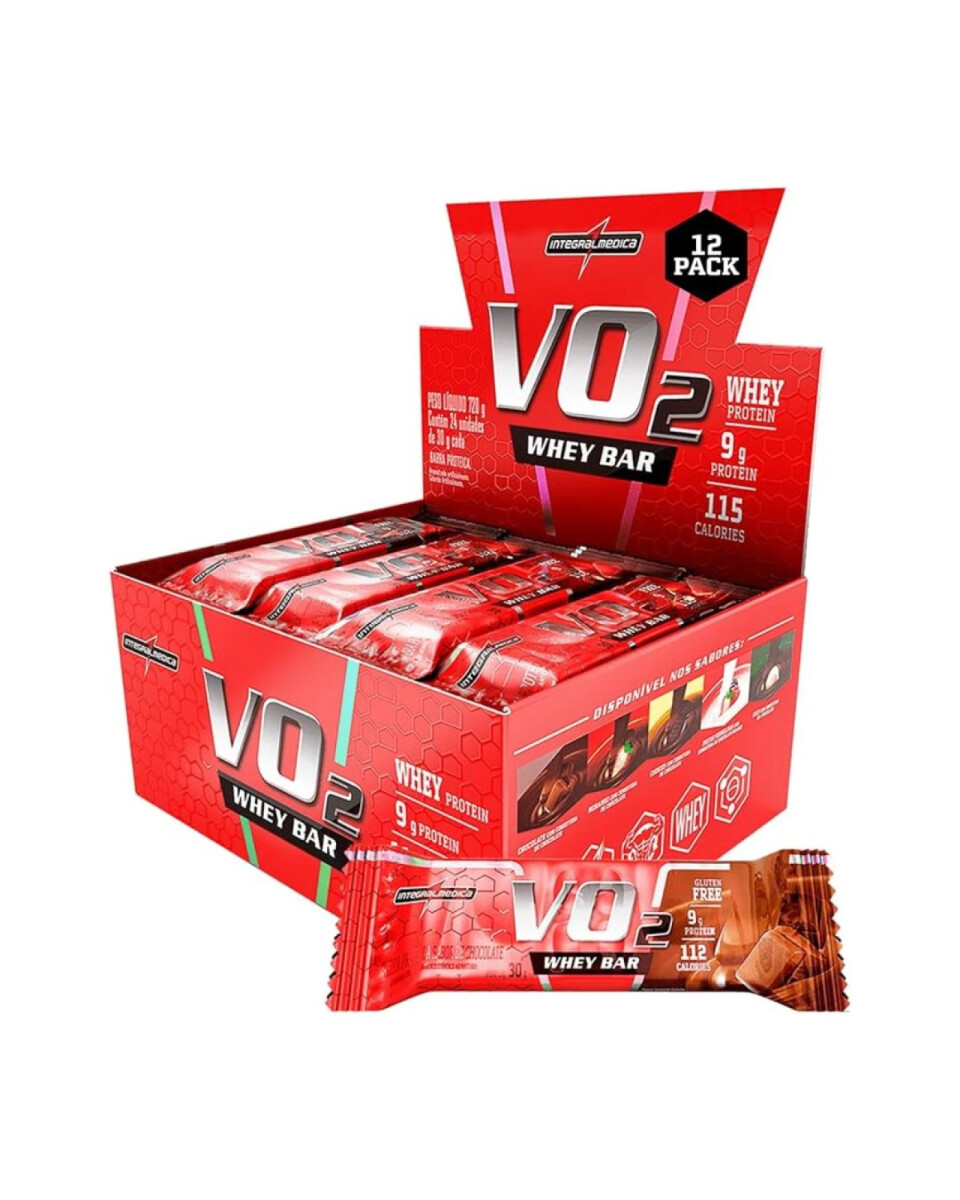 ¡OFERTA IMPERDIBLE! Barra De Proteína 30g Vo2 Whey Bar Caja x12 INTEGRALMEDICA Sabor Chocolate 