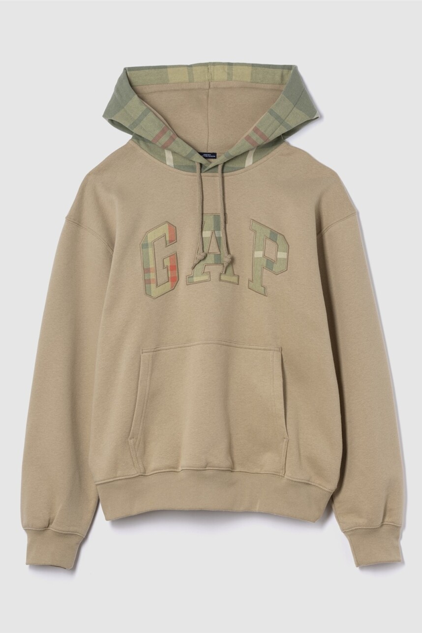 Buzo Canguro Logo Gap Hombre Iconic Khaki