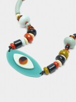 Collar Corto De Cuentas Multicolor Y Ojo multicolor
