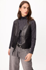 Chaleco Leather Dual Negro