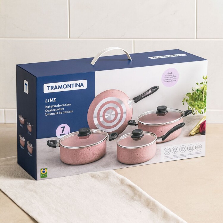 BATERIA DE COCINA TRAMONTINA 4 PIEZAS ROSA