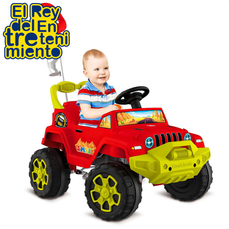 Auto Jeep Buggy Con Guia Y Pedales + Bocina y Soporte Rojo