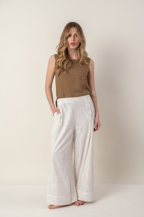 Pantalón ancho de lino Pantalón ancho de lino