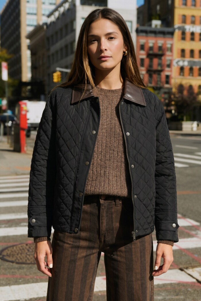 Campera Capitoneada Cuello Negro