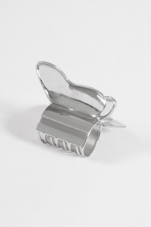 Broche metálico mariposa plateado