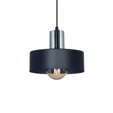 COLGANTE 1 LUZ ''BALCARCE'' CHAPA NEGRO//CROMO Ø20 E27 COLGANTE 1 LUZ ''BALCARCE'' CHAPA NEGRO//CROMO Ø20 E27
