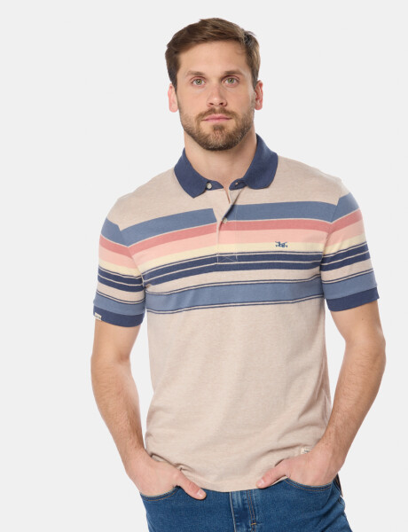 REMERA POLO RAYADA Beige