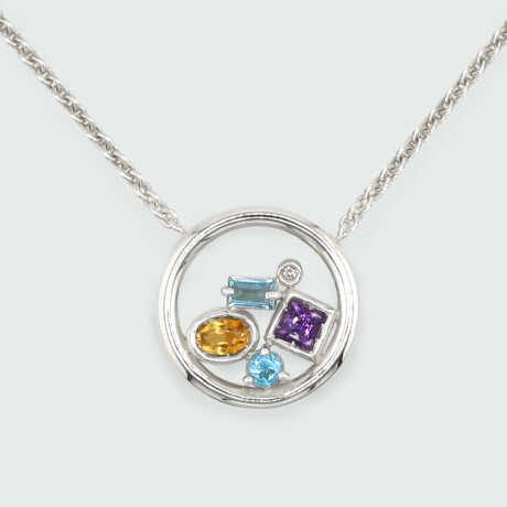 Colgante Mila de plata 925 con brillante y piedras semipreciosas Colgante Mila de plata 925 con brillante y piedras semipreciosas