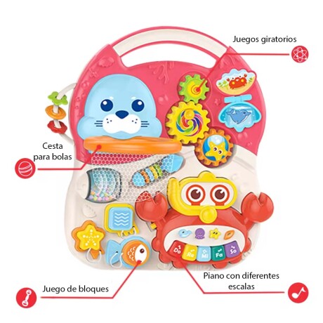 Caminador 4en1 Monopatín Buggy Mesa de Juegos Música Huanger Rosa