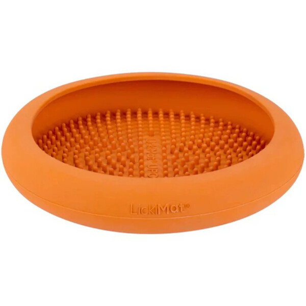 Plato Alfombra Lamer Anti Ansiedad Estres Comida Perro Gato Variante Color Naranja