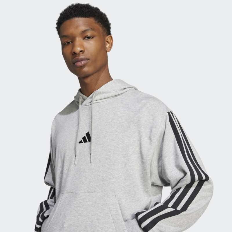Canguro Adidas French Terry 3 Rayas Essentials Gris