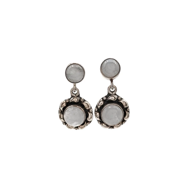 Caravanas Circulos-Plata 925-Piedra Luna-CA3350 conpiedra
