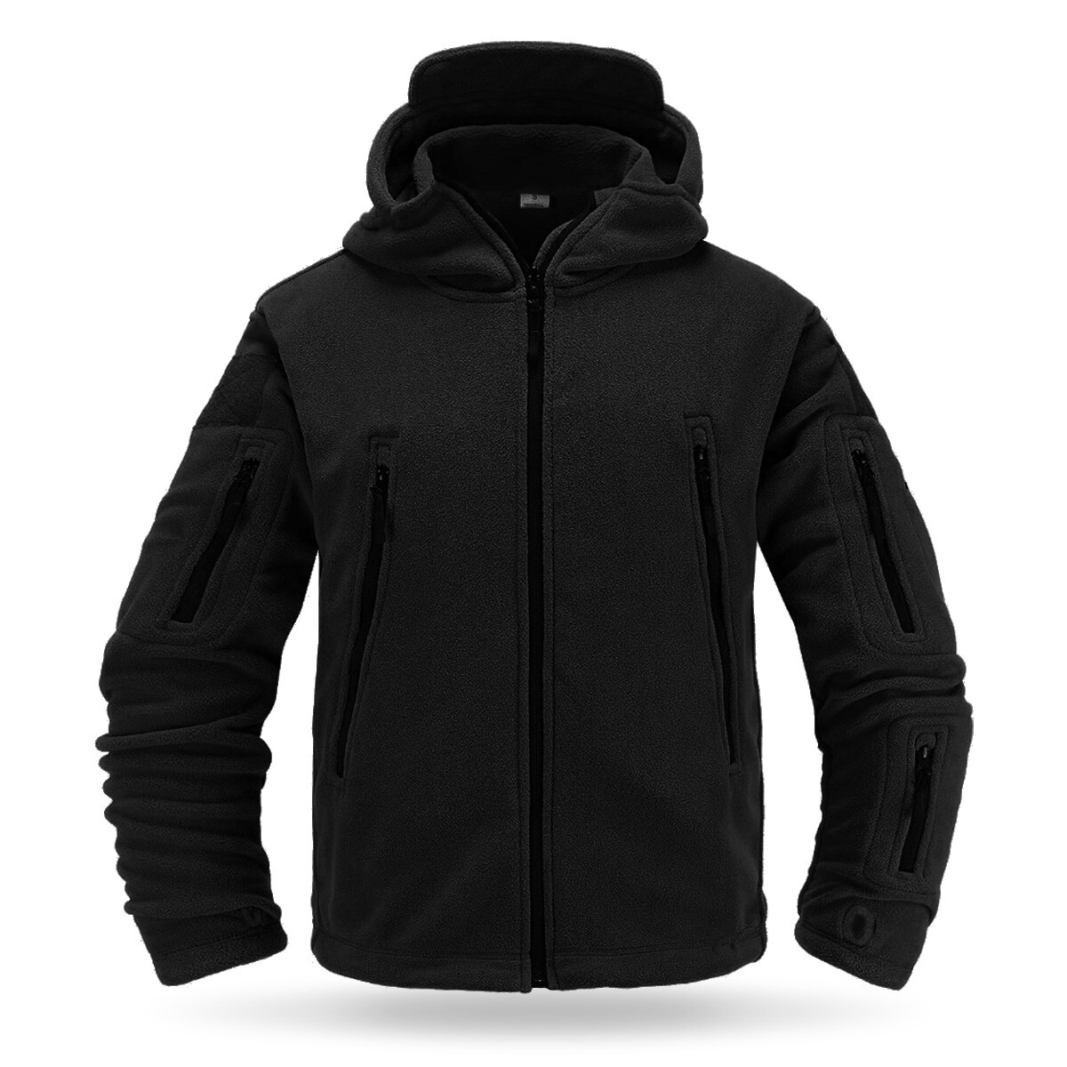 Campera Polar Uzspace Táctica Con Capucha Invierno - Negro 