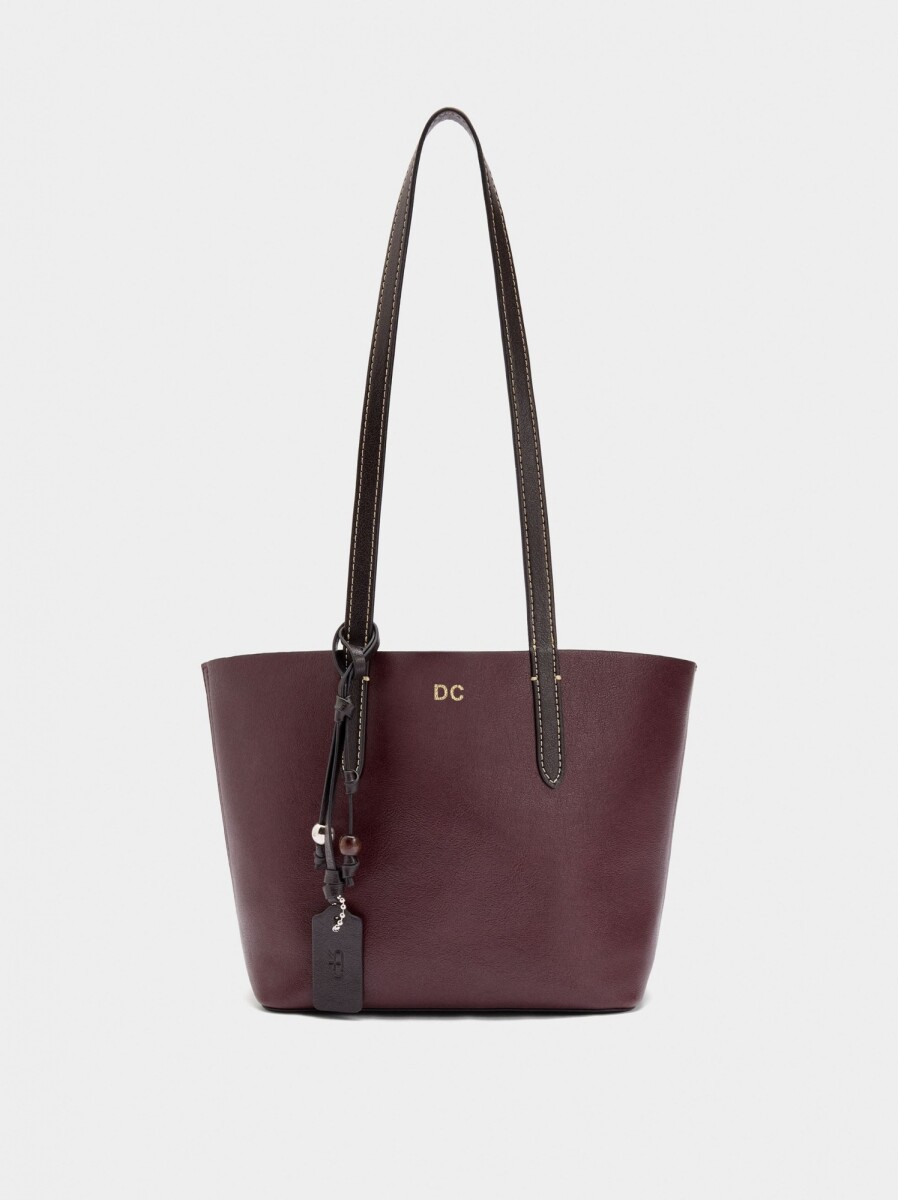 Bolso Shopper Reversible Con Bolsa Extraíble M - burdeos 