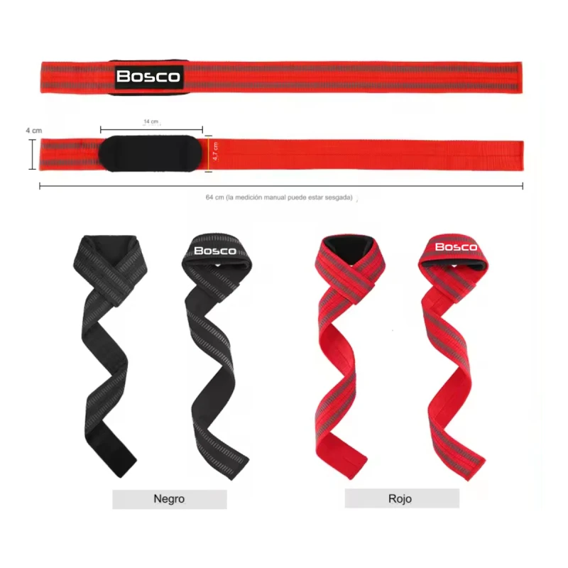 Set X2 Straps Correas Levantamiento Pesas Gym Negro Rojo