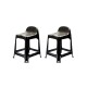 Set x2 Banqueta con respaldo apilable resistente NEGRO