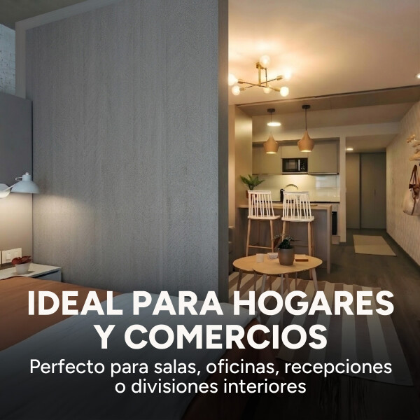 Panel Divisor Separador Ambientes 2,4 x 2,90m + 4 Rieles 3m Gris 1