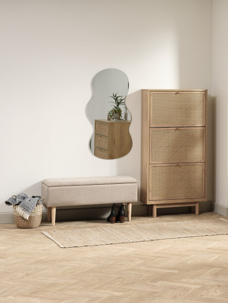 Banco BADSTED almacenaje tela beige/color roble Banco BADSTED almacenaje tela beige/color roble