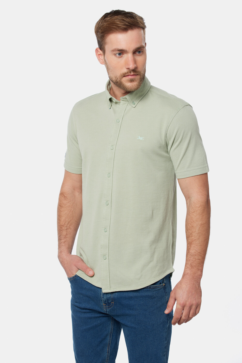 CAMISA LISA EN PIQUE Menta