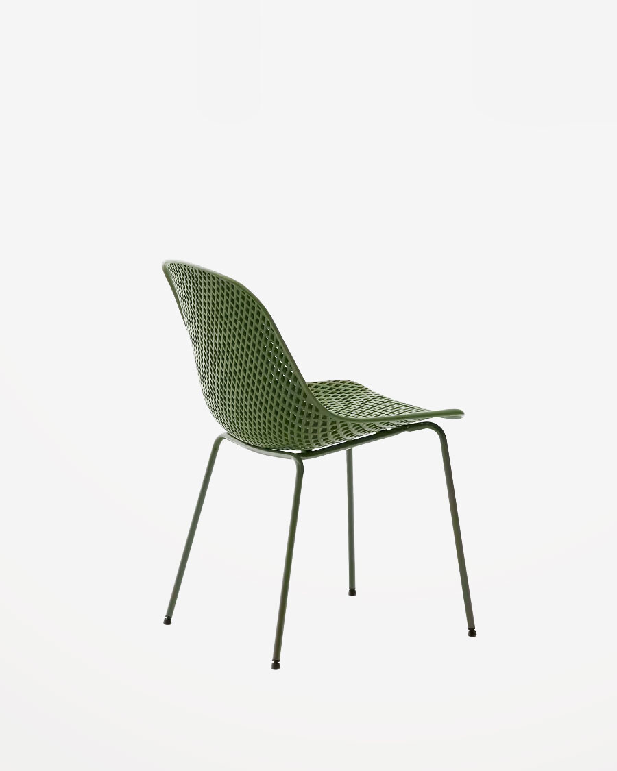Silla de exterior Quinby con patas de acero verde Silla de exterior Quinby con patas de acero verde